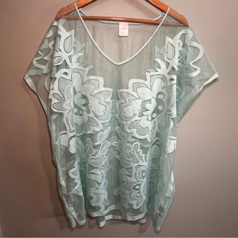 Floral Mesh Womens Swim Coverup